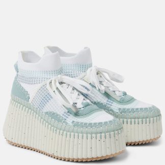 acquistare il lusso Chloé Scarpe con zeppa Nama 80 in camoscio blu