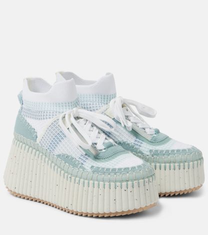 acquistare il lusso Chloé Scarpe con zeppa Nama 80 in camoscio blu