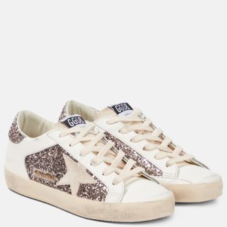 acquistare il lusso Golden Goose Scarpe Super-Star in pelle glitterata bianca