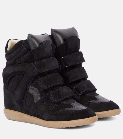 acquistare il lusso Isabel Marant Scarpe Bekett in pelle e camoscio nero