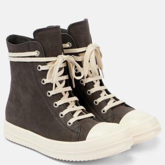 acquistare il lusso Rick Owens Scarpe alte Geobasket in pelle scamosciata di colore grigio