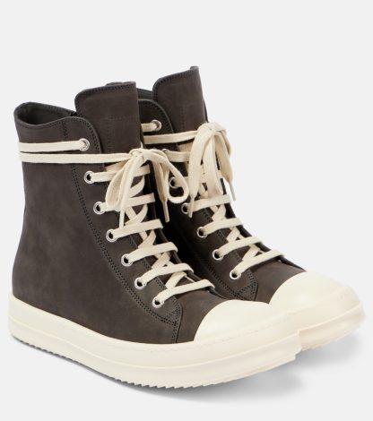 acquistare il lusso Rick Owens Scarpe alte Geobasket in pelle scamosciata di colore grigio