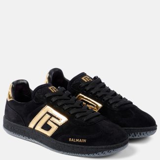 acquistare un designer Balmain Scarpe Swan in pelle scamosciata nera