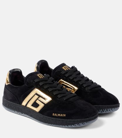 acquistare un designer Balmain Scarpe Swan in pelle scamosciata nera