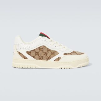 acquistare un designer Gucci Scarpe Gucci Re-Web GG in tela bianca