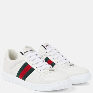 acquistare un designer Gucci Scarpe Screener in pelle bianca