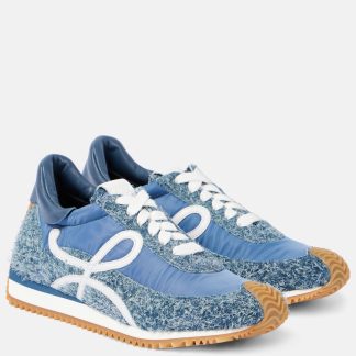 acquistare un designer Loewe Scarpe Flow Runner in denim bordato di camoscio