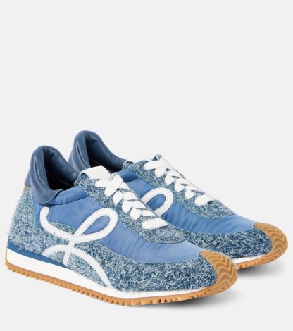 acquistare un designer Loewe Scarpe Flow Runner in denim bordato di camoscio