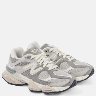 acquistare un designer New Balance Scarpe 9060 con bordo in pelle scamosciata di colore grigio