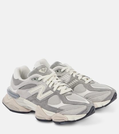 acquistare un designer New Balance Scarpe 9060 con bordo in pelle scamosciata di colore grigio