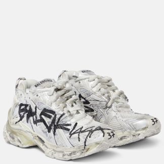 designer a basso costo Balenciaga Scarpe Runner Graffiti in pelle bianca