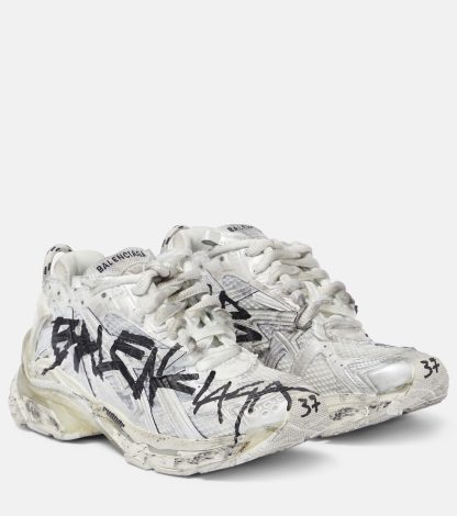 designer a basso costo Balenciaga Scarpe Runner Graffiti in pelle bianca