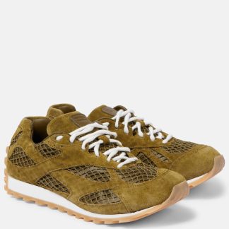 designer a basso costo Bottega Veneta Scarpe Orbit in mesh bordato di camoscio