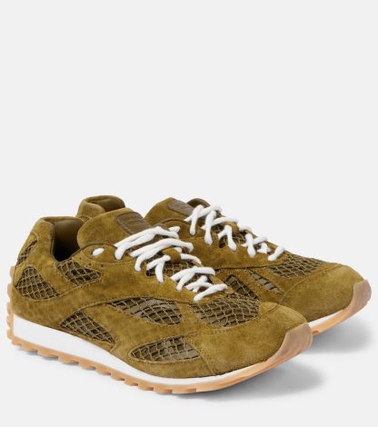 designer a basso costo Bottega Veneta Scarpe Orbit in mesh bordato di camoscio