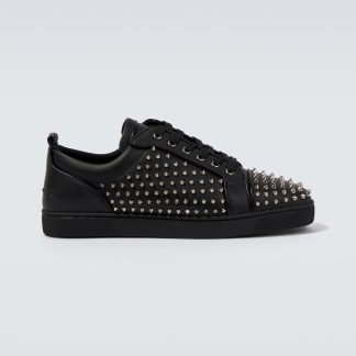 designer a basso costo Christian Louboutin Scarpe Louis Spikes Junior in pelle nera