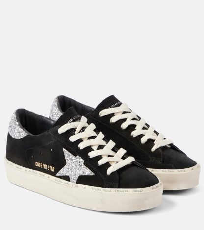 designer a basso costo Golden Goose Scarpe Hi Star in camoscio glitterato nero