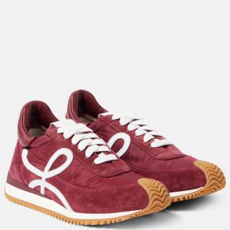 designer a basso costo Loewe Scarpe Flow Runner in pelle scamosciata bordeaux