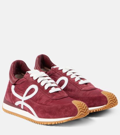 designer a basso costo Loewe Scarpe Flow Runner in pelle scamosciata bordeaux