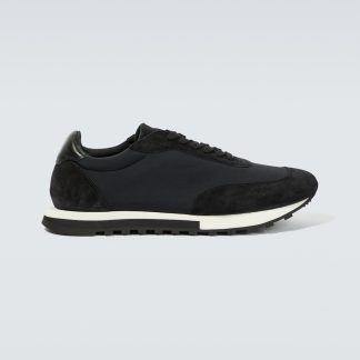 designer a basso costo The Row Scarpe Owen Runner in nero con bordi in pelle scamosciata