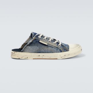 designer all'ingrosso Balenciaga Pantofole Paris in denim blu