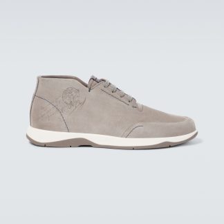 designer all'ingrosso Berluti Scarpe Derby Echappée Scritto Mid Top in camoscio grigio