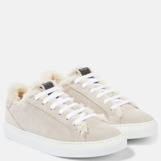 designer contraffatto Brunello Cucinelli Scarpe in pelle scamosciata foderata in shearling