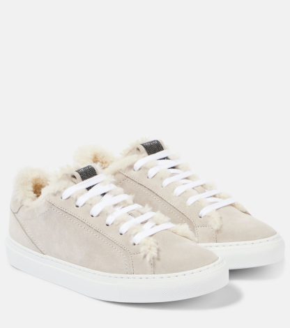 designer contraffatto Brunello Cucinelli Scarpe in pelle scamosciata foderata in shearling