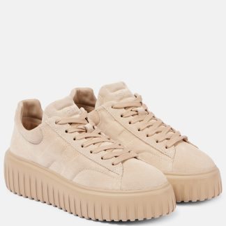 designer contraffatto Hogan Scarpe con plateau in camoscio beige