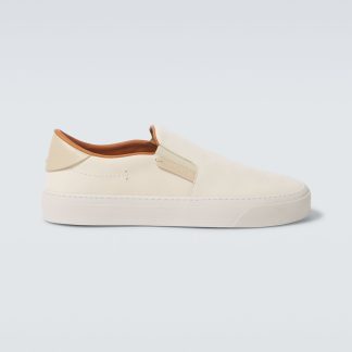 designer contraffatto Moncler Scarpe slip-on Monclub in pelle beige