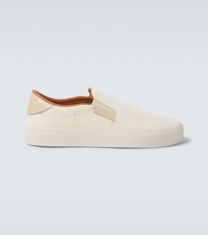 designer contraffatto Moncler Scarpe slip-on Monclub in pelle beige