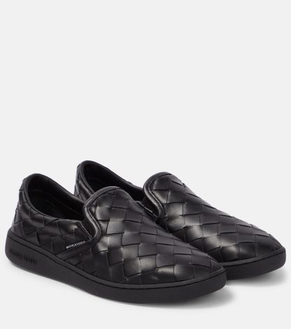 designer di moda Bottega Veneta Scarpe slip-on Sawyer in pelle nera