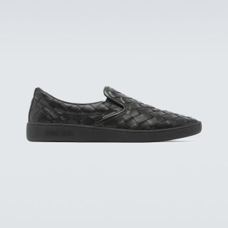 designer di moda Bottega Veneta Scarpe slip-on Sawyer in pelle nera