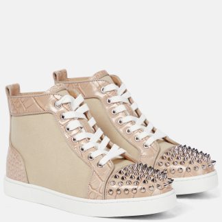 designer di moda Christian Louboutin Scarpe Lou Spikes in tela beige