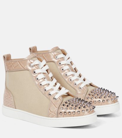 designer di moda Christian Louboutin Scarpe Lou Spikes in tela beige