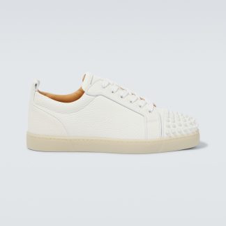 designer di moda Christian Louboutin Scarpe Louis Junior Spikes in pelle bianca