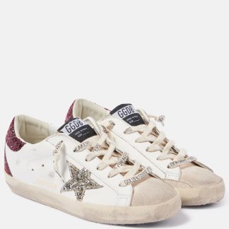 designer di moda Golden Goose Scarpe Super-Star in pelle impreziosite in bianco