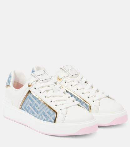 designer di vendita calda Balmain Scarpe B-Court in pelle con rifiniture in denim