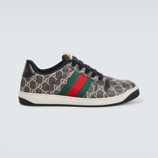 designer di vendita calda Gucci Scarpe Screener GG in nero con rivestimento in pelle