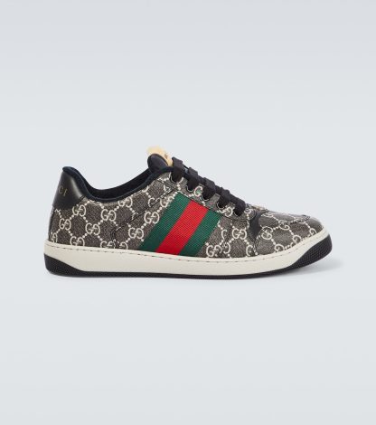 designer di vendita calda Gucci Scarpe Screener GG in nero con rivestimento in pelle