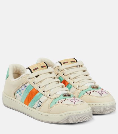 designer di vendita calda Gucci Scarpe Screener in pelle impreziosita multicolore