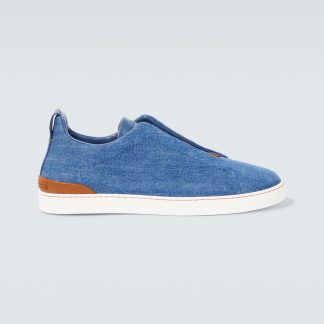 designer di vendita calda Zegna Scarpe Triple Stitch in denim blu