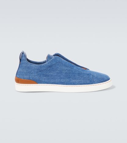 designer di vendita calda Zegna Scarpe Triple Stitch in denim blu