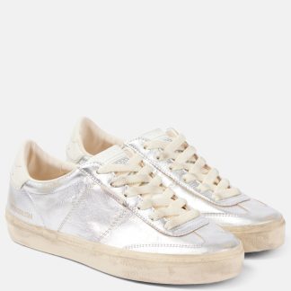 lusso all'ingrosso Golden Goose Scarpe Soul-Star in pelle metallizzata argento