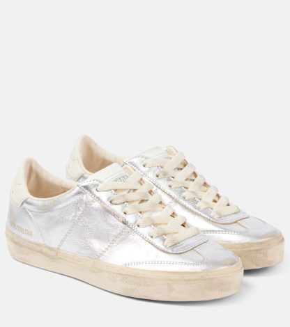 lusso all'ingrosso Golden Goose Scarpe Soul-Star in pelle metallizzata argento