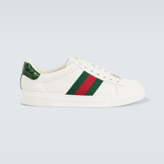 lusso all'ingrosso Gucci Scarpe Ace Web Stripe in pelle multicolore