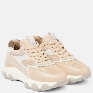 lusso all'ingrosso Hogan Scarpe Hyperactive in pelle scamosciata di colore beige