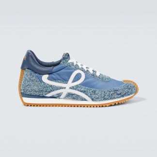 lusso all'ingrosso Loewe Scarpe Flow Runner con rivestimento in pelle in blu