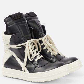 lusso all'ingrosso Rick Owens Scarpe alte in pelle Geobasket in nero