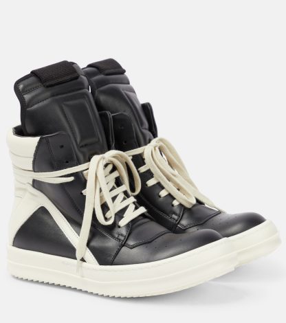 lusso all'ingrosso Rick Owens Scarpe alte in pelle Geobasket in nero