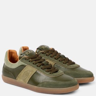 lusso all'ingrosso Tods Scarpe Tabs in pelle e camoscio verde